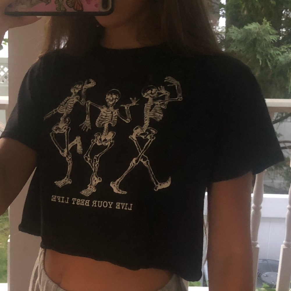 black skeleton crop top